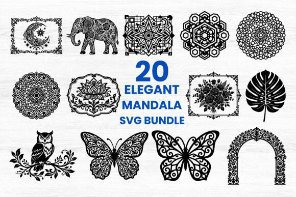 20 Elegant Mandala SVG Bundle: Graphics & Crafts