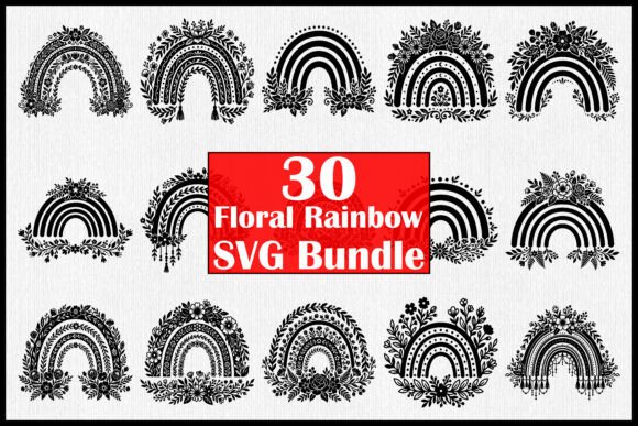 30 Floral Rainbow SVG Bundle: Graphics for Crafts