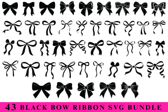 43 Black Bow SVG Bundle: A Versatile Graphic Design Asset for Crafts and Creations