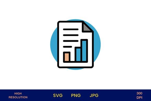 Business Report Icon with Bar Chart Data: A Versatile Design Asset for Creative Projects