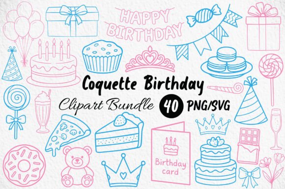 Coquette Birthday Clipart: Graphics for Creative Projects