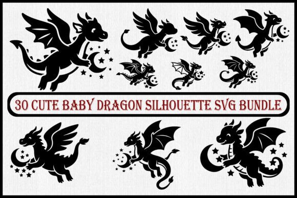 Cute Baby Dragon Silhouette Graphics and Crafts