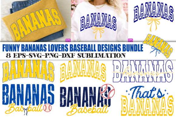 Funny Bananas Lovers Baseball PNG Bundle for T-Shirt Designs and Creative Marketing