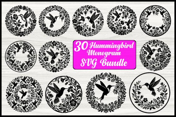 Hummingbird Monogram SVG Bundle: Graphics for Crafts and Content
