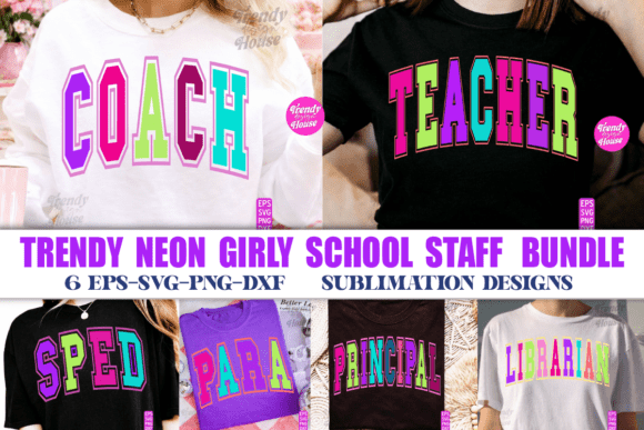 Neon Girly School Occupation SVG Bundle for Crafts and Graphics
