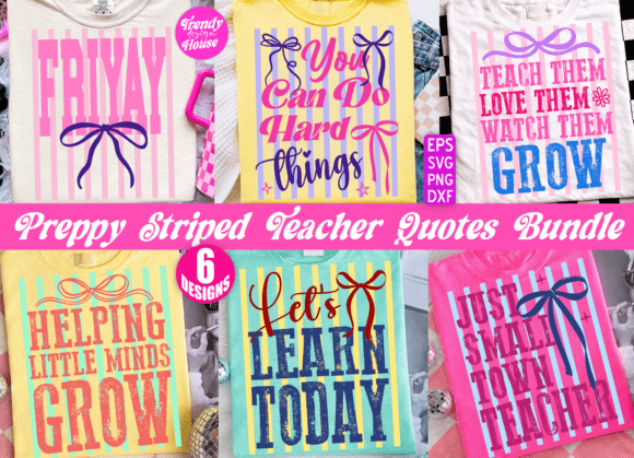 Preppy Striped Teacher SVG Bundle School: A Design Asset for Creative Local Brands