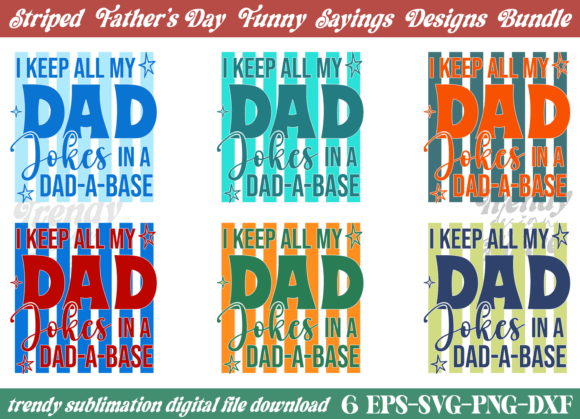 Striped Funny Father’s Day SVG PNG Bundle for T-Shirt Designs & Graphics