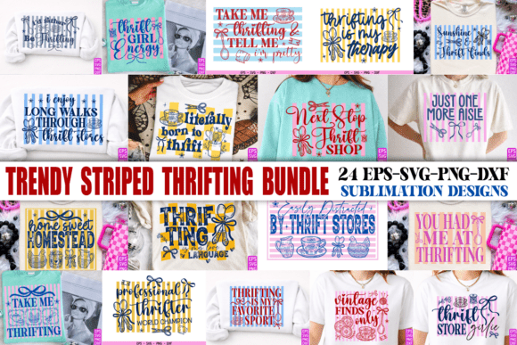 Striped Thrifting Grandma PNG – A Must-Have Graphic for T-Shirt Designs
