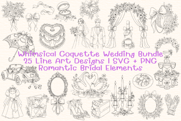 Whimsical Coquette Wedding SVG Bundle: A Versatile Design Asset for Digital Sellers