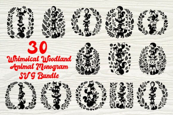 Whimsical Woodland Animal Monogram Set: Graphics for Crafts